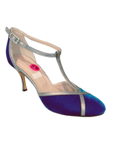 Chaussures de tango élégantes en cuir et anthracit, talon de 8cm