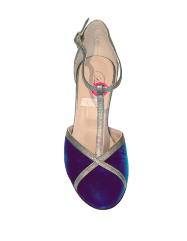 Eleganti scarpe da tango in pelle e glitter, tacco 8cm