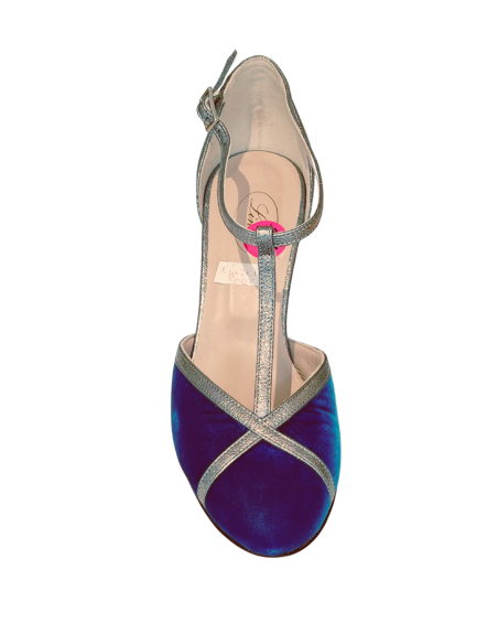 Elegante Tango-Schuhe aus Nappaleder und Glitter, 8cm Absatz