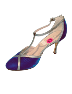 Eleganti scarpe da tango in pelle e glitter, tacco 8cm 2