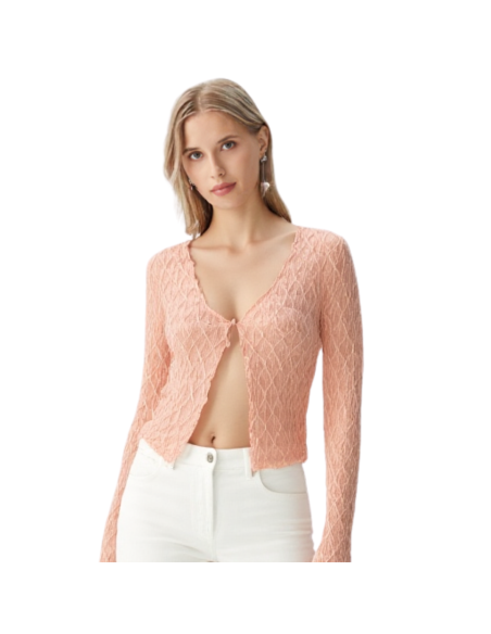 Dance jacket apricot mesh with a wavy finish and long sleeves