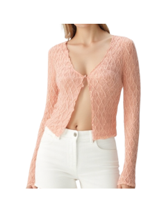 Dance jacket apricot mesh with a wavy finish and long sleeves