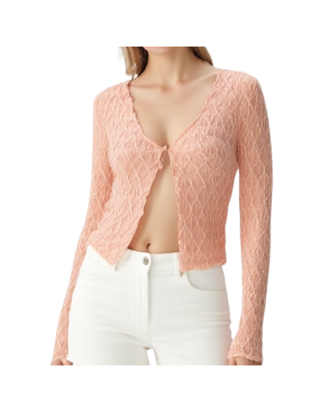 Dance jacket apricot mesh with a wavy finish and long sleeves