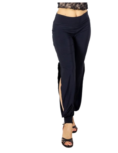 Tango/ Milonga dance pants in black jersey material for argentine tango