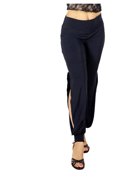 Tango/ Milonga dance pants in black jersey material for argentine tango