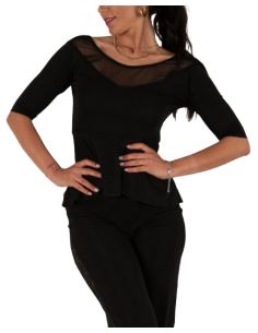 Haut de tango de Rossa Spina Italy en tissu stretch noir