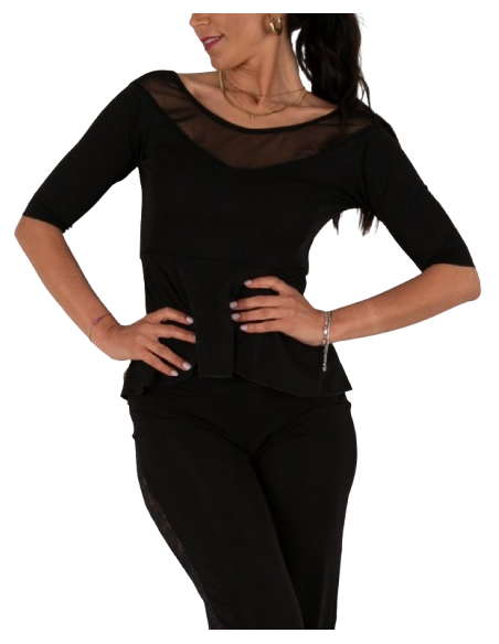 Top da ballo di Rossa Spina Italy in tessuto elasticizzato nero per tango argentino