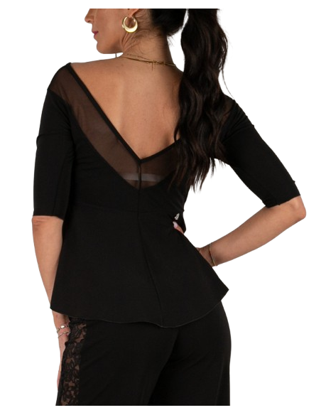 Haut de tango de Rossa Spina Italy en tissu stretch noir