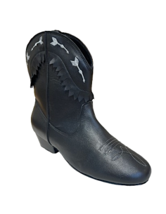 Bottine de danse en cuir noir confortable pour la linedance