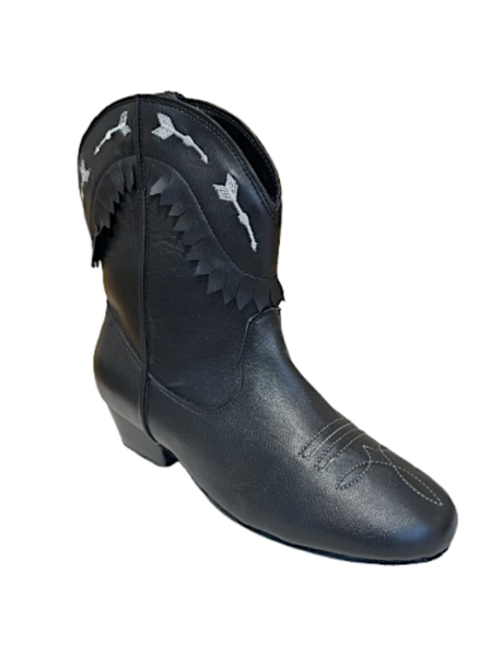 Bottine de danse en cuir noir confortable pour la linedance