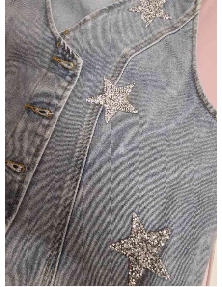 Gilet in denim con stelle in strass per balli di gruppo | Azzurro | Veryfine Svizzera