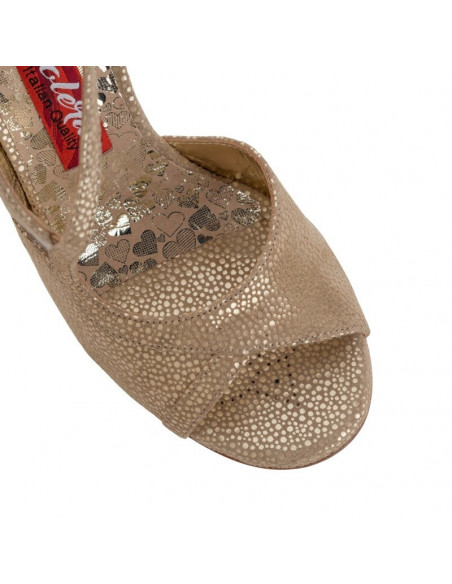 Tangolera Tango Dance Shoes Elisa Camoscio Beige Puntino  - 7cm heel
