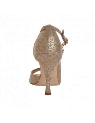 Tangolera Tango Dance Shoes Elisa Camoscio Beige Puntino  - 7cm heel