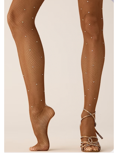 Professional fishnet dance tights with rhinestones all over for shows