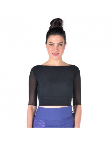 Haut de tango de Rossa Spina Italy en tissu stretch noir