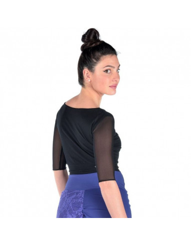 Top da ballo di Rossa Spina Italy in tessuto elasticizzato nero per tango argentino