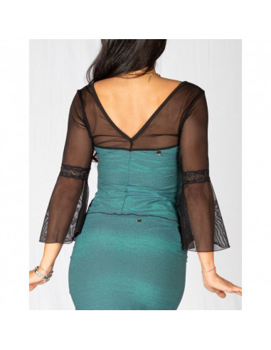 Haut de tango de Rossa Spina Italy en tissu stretch noir