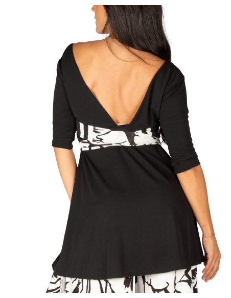 Haut de tango de Rossa Spina Italy en tissu stretch noir