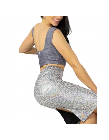 Top da ballo di Rossa Spina Italy in tessuto elasticizzato blu per tango argentino
