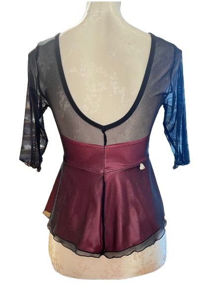 Dance top by Rossa Spina Italy in black lace fabric for argentine tango or ballroom