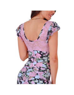 Top da ballo di Rossa Spina Italy in tessuto elasticizzato fiori per tango argentino 2
