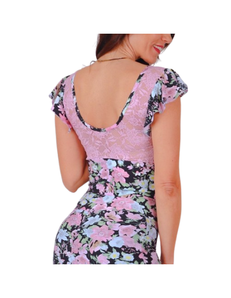 Haut de tango de Rossa Spina Italy en tissu stretch fleuri