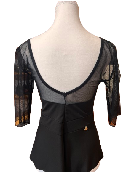 Dance top by Rossa Spina Italy in black lace fabric for argentine tango or ballroom