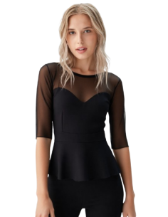 Haut de tango de Rossa Spina Italy en tissu stretch noir