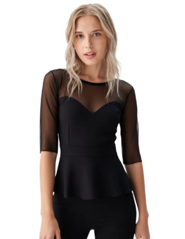 Top da ballo di Rossa Spina Italy in tessuto elasticizzato nero per tango argentino