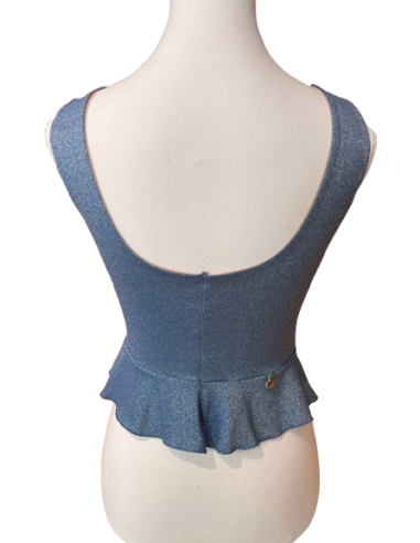Haut de tango de Rossa Spina Italy en tissu stretch bleu