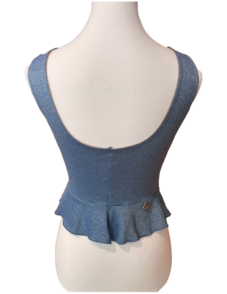 Tanztop von Rossa Spina aus blauem Glitter-Stoff - Veryfine Zürich