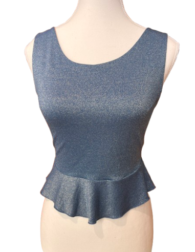 Tanztop von Rossa Spina aus blauem Glitter-Stoff - Veryfine Zürich
