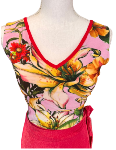 Haut de tango de Rossa Spina Italy en tissu stretch fleuri 2