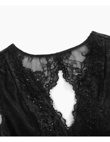 Black lace dance top with sequins - Veryfine Zurich