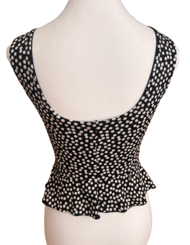 Dance top by Rossa Spina Italy in polkadot stretch fabric for argentine tango or ballroom