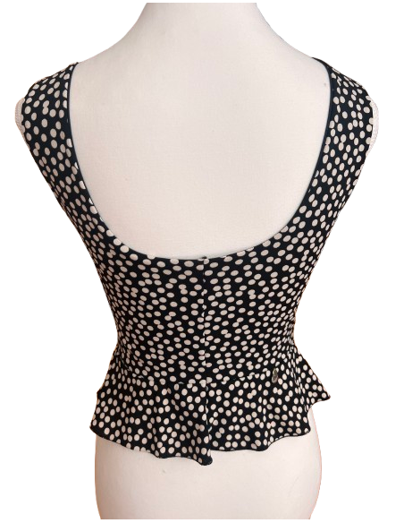 Dance top by Rossa Spina Italy in polkadot stretch fabric for argentine tango or ballroom