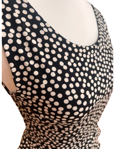 Dance top by Rossa Spina Italy in polkadot stretch fabric for argentine tango or ballroom