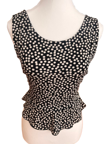 Dance top by Rossa Spina Italy in polkadot stretch fabric for argentine tango or ballroom