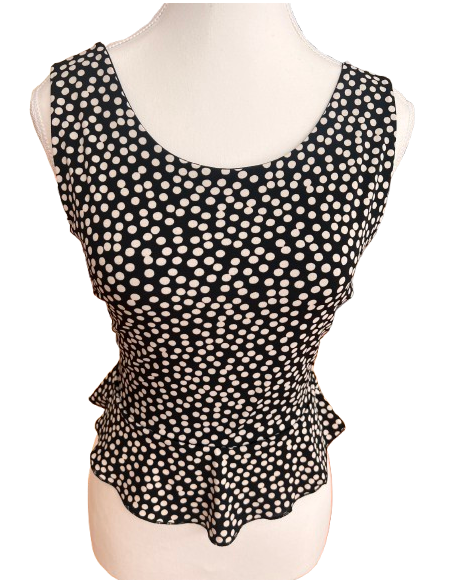 Dance top by Rossa Spina Italy in polkadot stretch fabric for argentine tango or ballroom