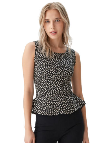 Dance top by Rossa Spina Italy in polkadot stretch fabric for argentine tango or ballroom