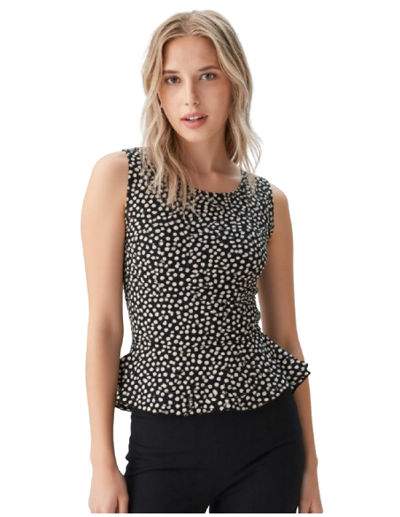 Dance top by Rossa Spina Italy in polkadot stretch fabric for argentine tango or ballroom