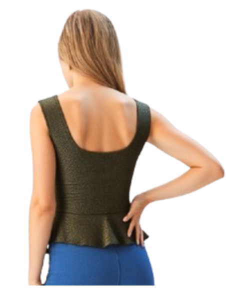 Dance top by Rossa Spina Italy in dark gold stretch fabric for argentine tango or ballroom