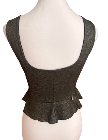 Dance top by Rossa Spina Italy in dark gold stretch fabric for argentine tango or ballroom