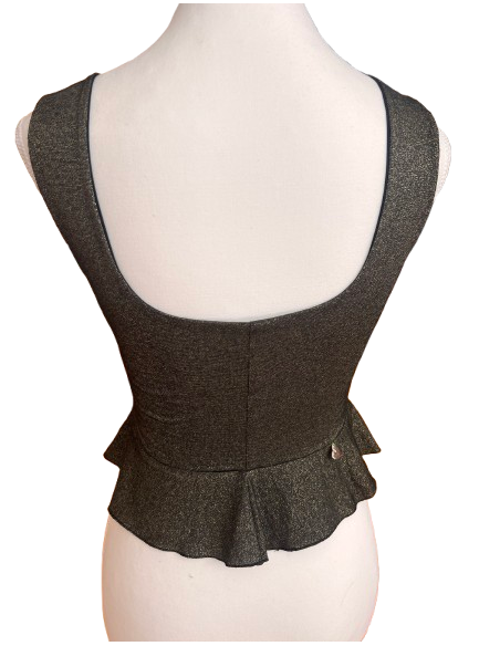 Dance top by Rossa Spina Italy in dark gold stretch fabric for argentine tango or ballroom