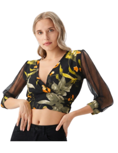 Dance top by Rossa Spina Italy in floral fabric for argentine tango