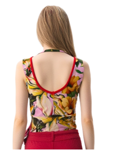 Top da ballo di Rossa Spina Italy in tessuto elasticizzato fiori per tango argentino 2