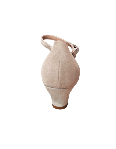 Chaussures de danse, cuir daim beige métalisée pour danse de salon ou la salsa
