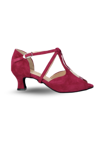 Tanzschuhe Zürich – Merlet Katia, echtes kirschrotes Wildleder, 5cm Absatz