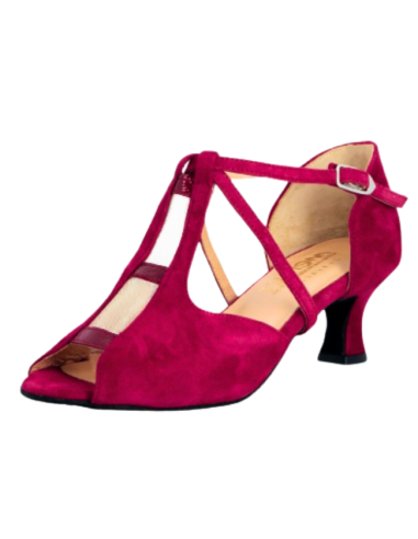 Tanzschuhe Zürich – Merlet Katia, echtes kirschrotes Wildleder, 5cm Absatz