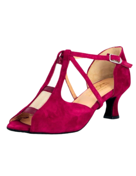 Tanzschuhe Zürich – Merlet Katia, echtes kirschrotes Wildleder, 5cm Absatz